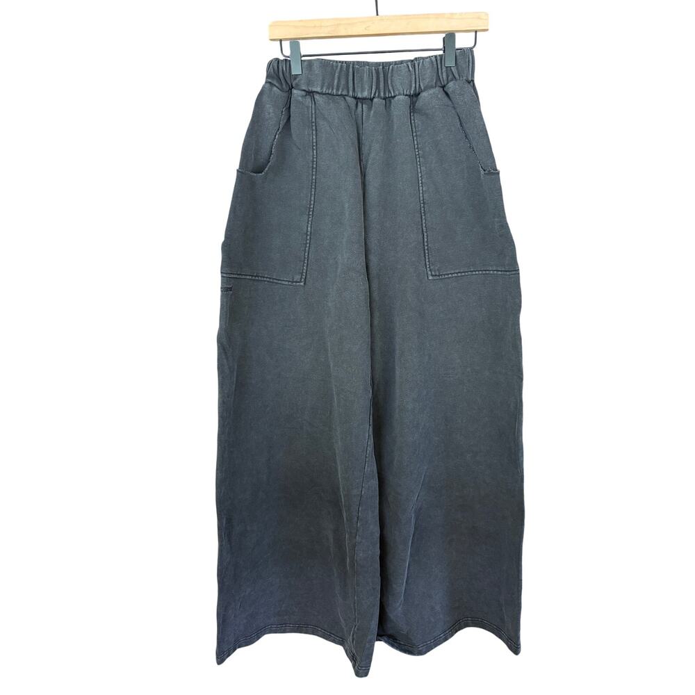 Excess Wide Leg Pull On Terry Jeans S Black Comfort Travel Sweatpants Grunge